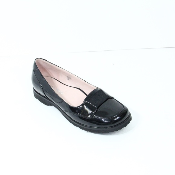 Taryn Rose Black Loafers Patent Leather Shoes 6 Slip on Chunky Flat Jannah - Picture 2 of 10
